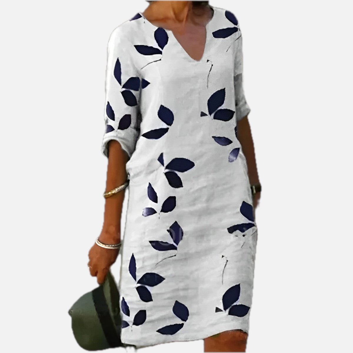 Leaf Print Floaty Silhouette Autumn Dress | Meave & Ivy