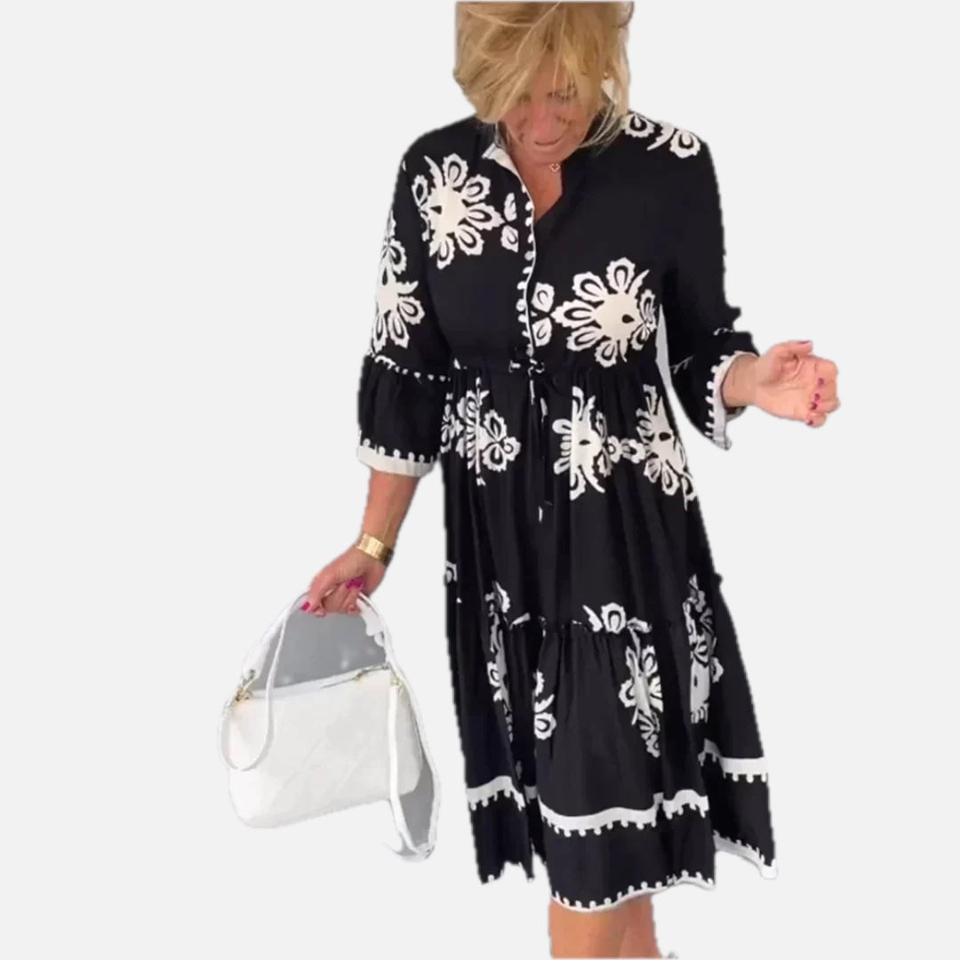 Floral Print Elegant Fit Autumn Dress | Meave & Ivy