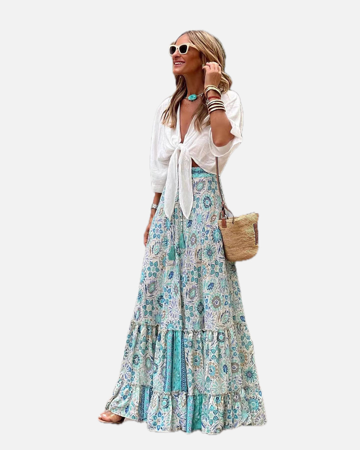 Wide A-Line Dress with Autumn Print | Meave & Ivy