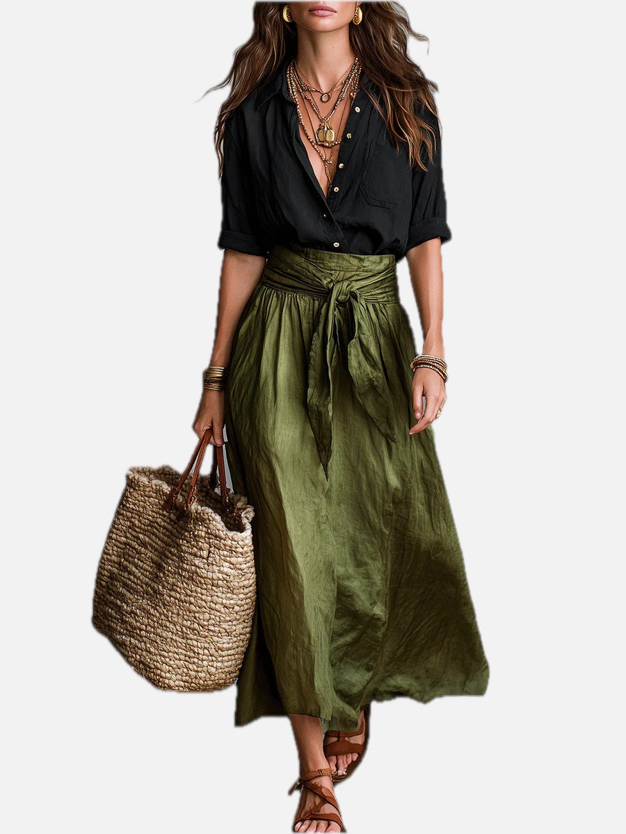 Nicole | Women's Summer Collar Two-Piece Midi Dress | Meave & Ivy
