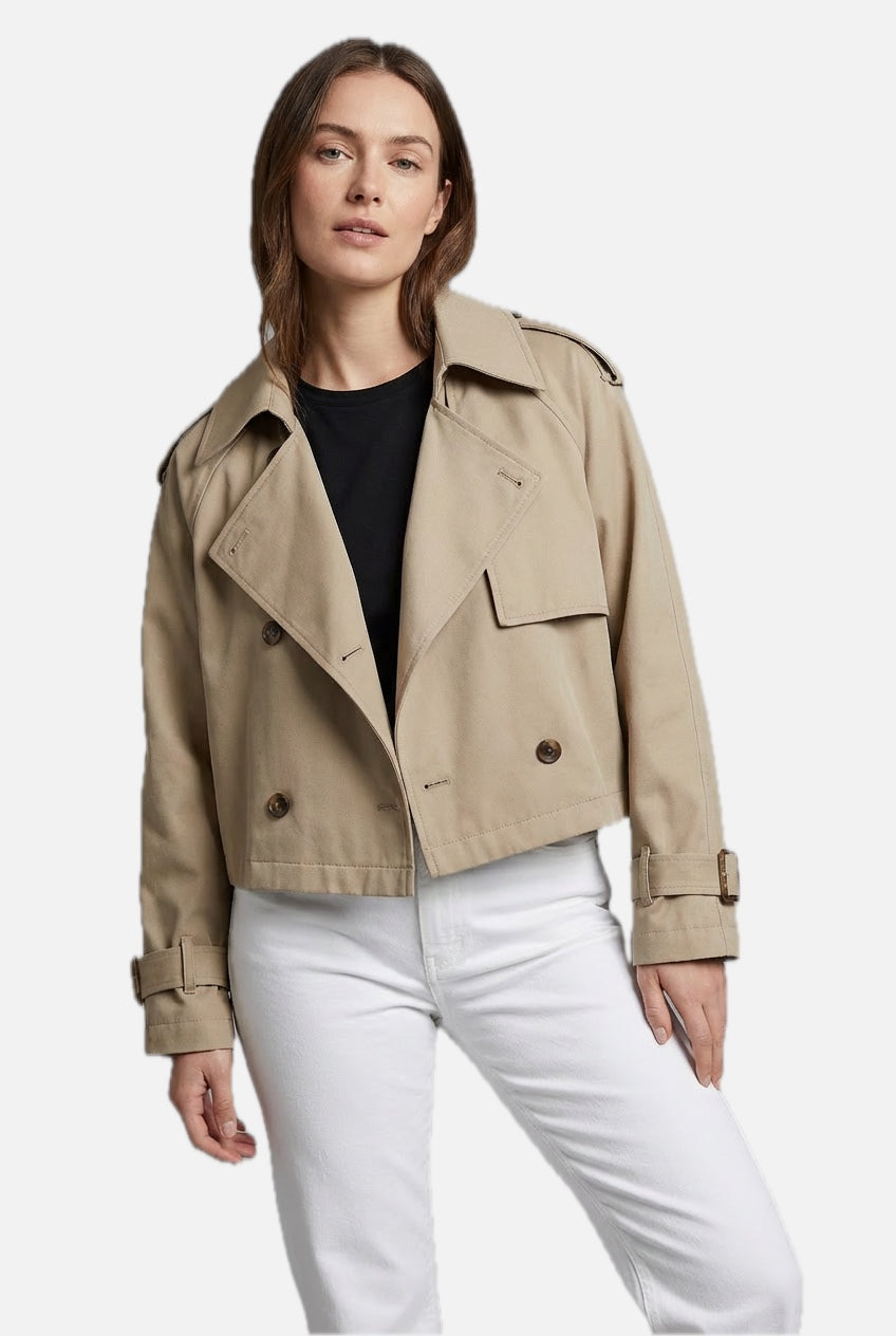 Khaki Cropped Trench Coat - Lightweight Casual Outerwear | Meave & Ivy