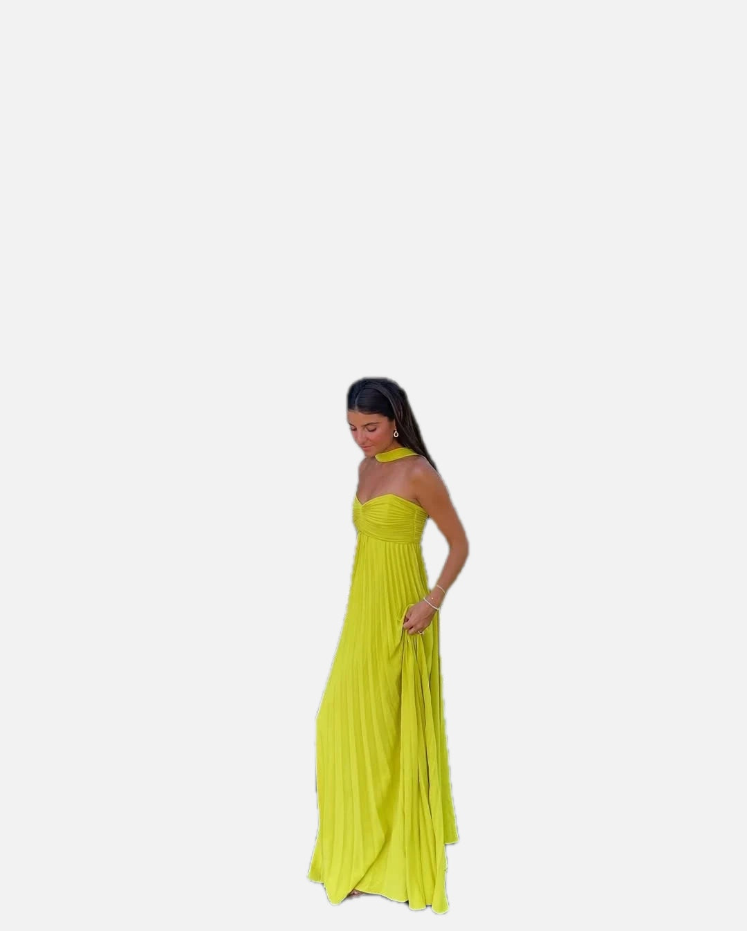 Yellow Pleated Maxi Dress – Elegant Evening Dress | Meave & Ivy