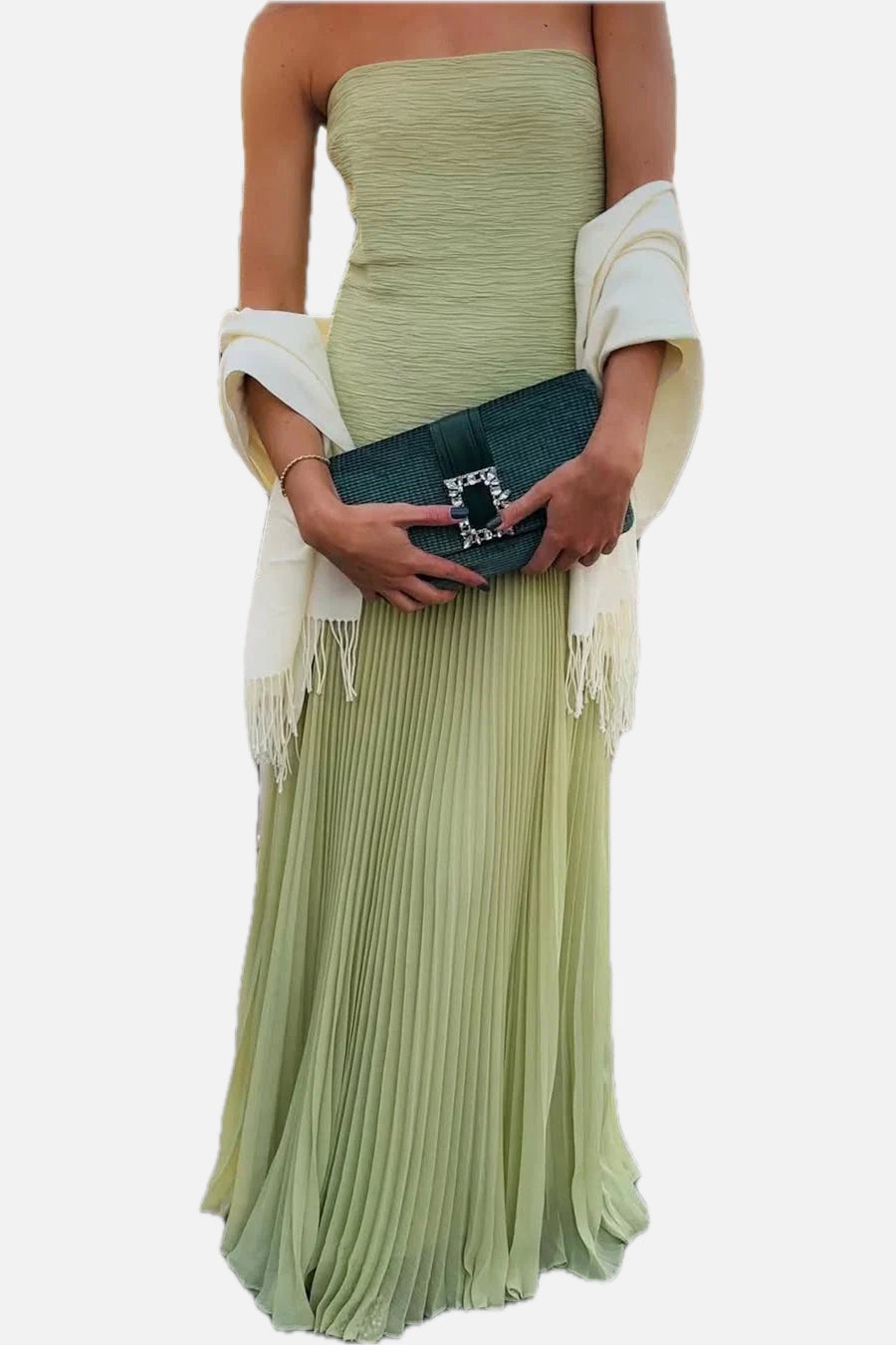 Green Pleated Maxi Dress – Elegant Flowy Evening Dress | Meave & Ivy