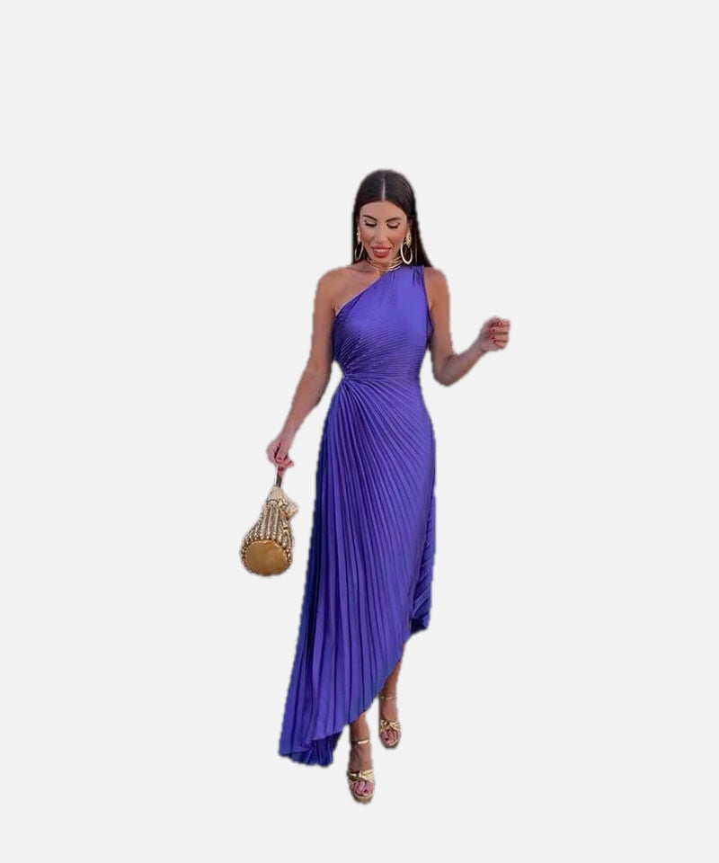 One-Shoulder Pleated Wedding Guest Dress – Occasion Dress | Meave & Ivy