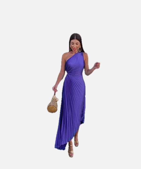 One-Shoulder Pleated Wedding Guest Dress – Occasion Dress | Meave & Ivy
