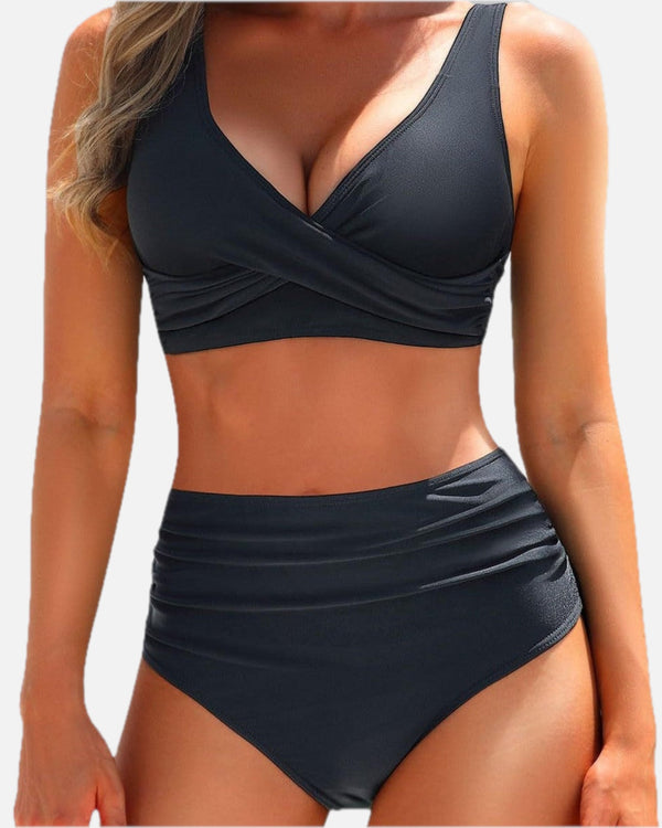 Wrap Top High-Waist Bikini Set – Summer Two-Piece Swimwear | Meave & Ivy