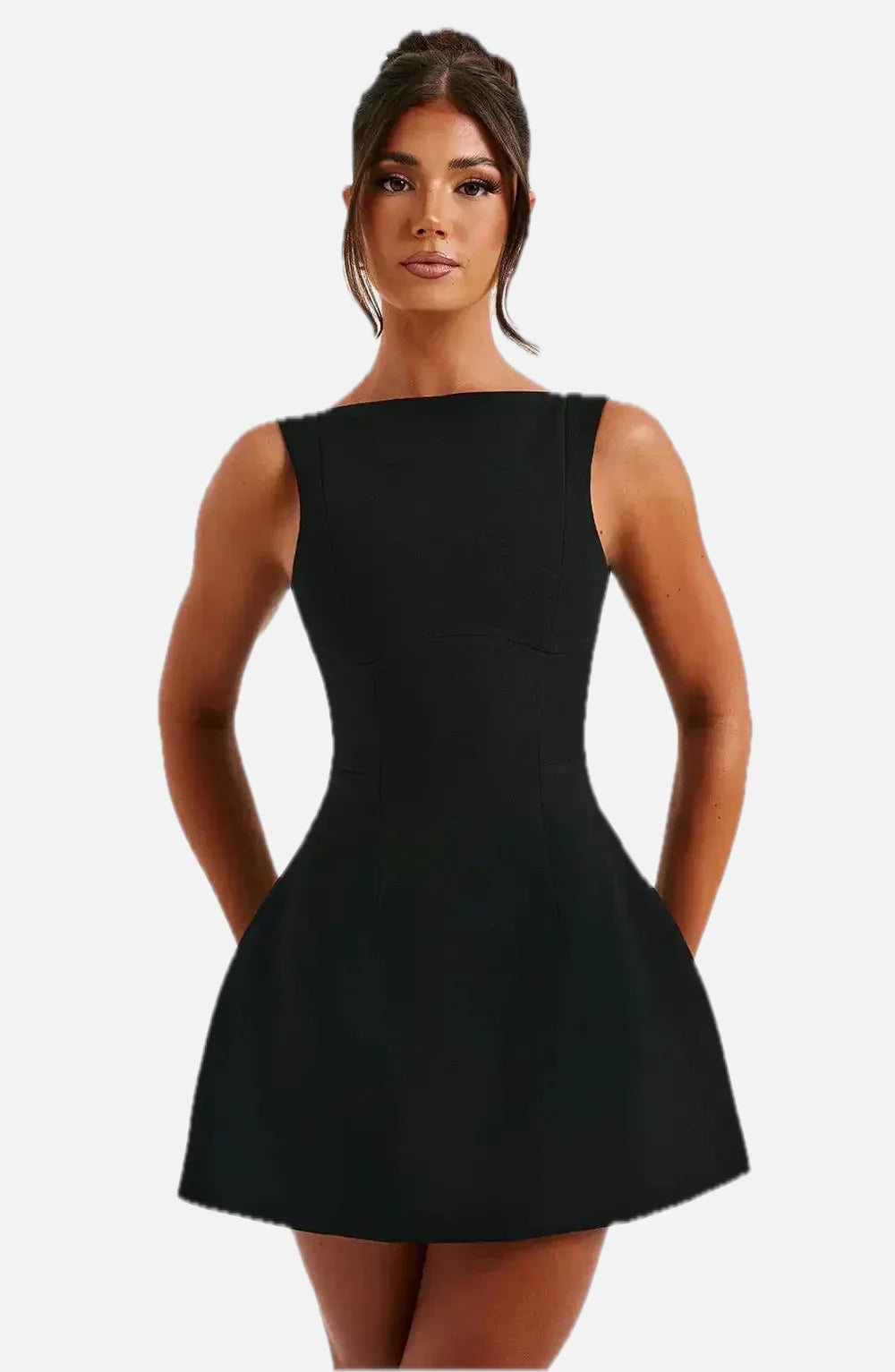 Boat Neck Fit and Flare Mini Dress - Sleeveless Party Dress | Meave & Ivy