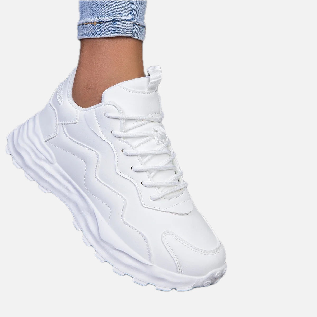 Ivory Chunky Platform Sneaker – Mesh Sport Luxe Trainer | Meave & Ivy