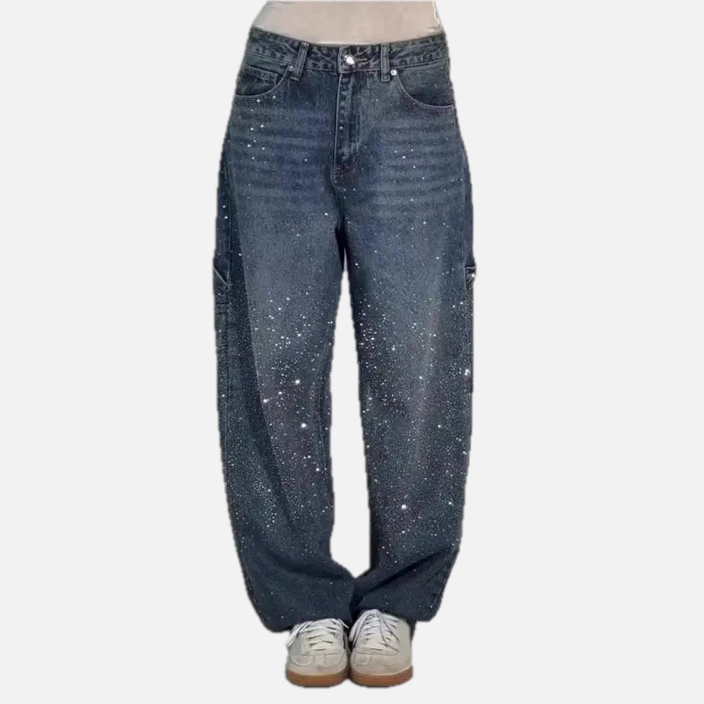 Embellished Wide-Leg Jeans – Sparkling High-Waist Denim | Meave & Ivy