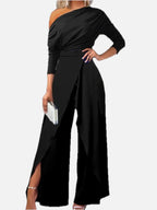Ivory Wide-Leg Jumpsuit – Cold-Shoulder Tailored Jumpsuit | Meave & Ivy