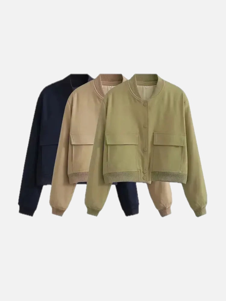 Vintage Bomber Jacket – Classic Casual Outerwear with Pockets | Meave & Ivy