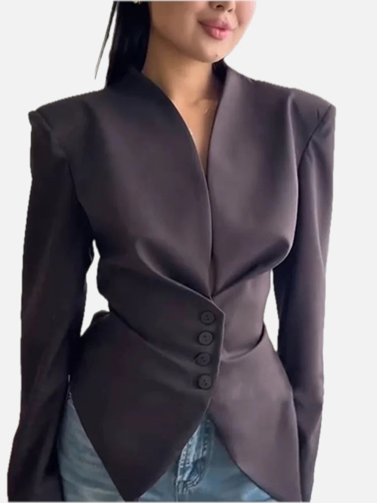Ivory Pleated Blazer Jacket – Elegant Lace-Up Tailoring | Meave & Ivy