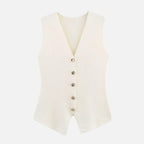 V-Neck Knitted Waistcoat – Elegant Sleeveless Vest Jumper | Meave & Ivy