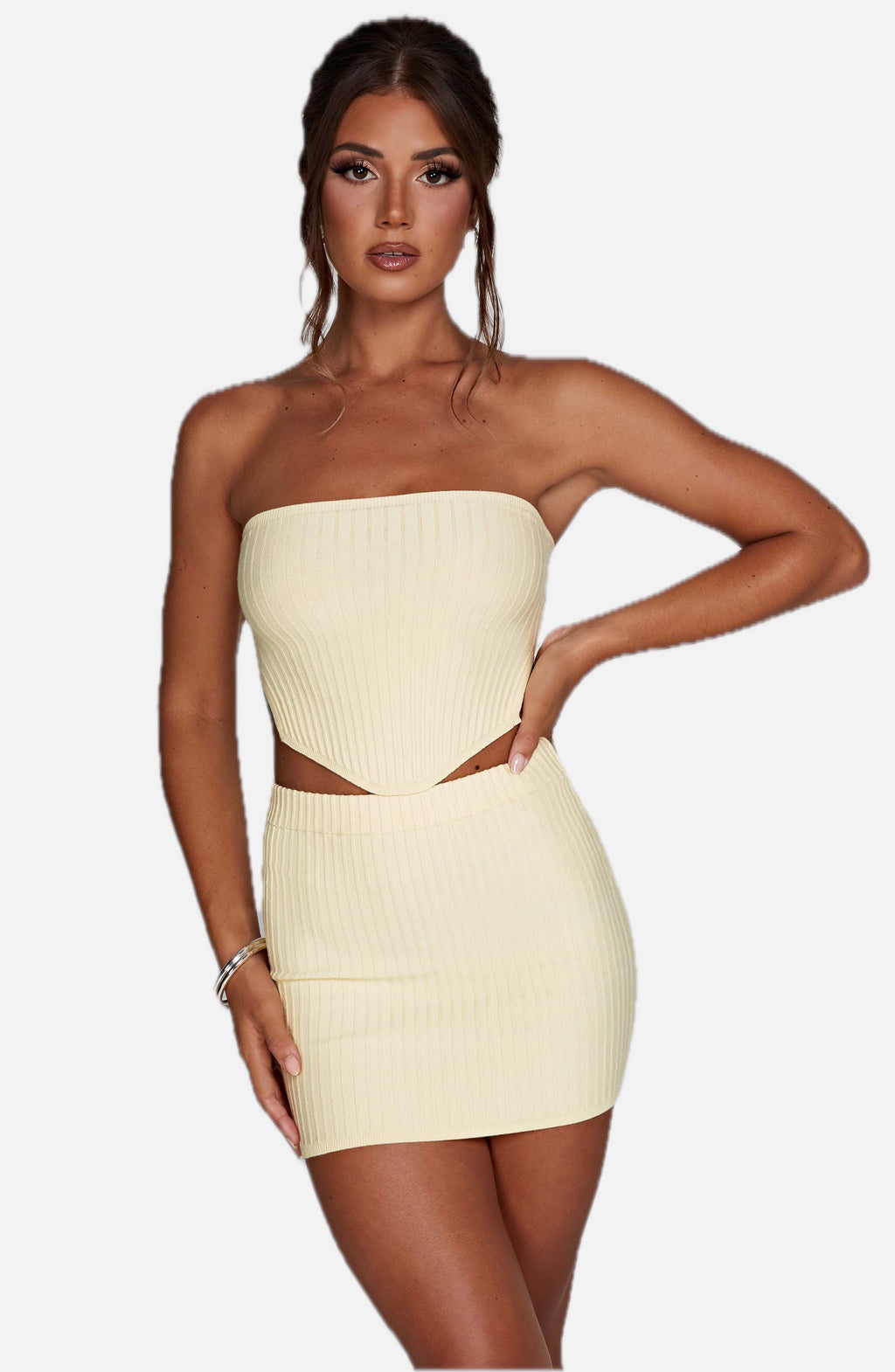 Lemon Yellow Ribbed Mini Dress – Sleek Bodycon Everyday Dress | Meave & Ivy