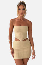 Beige Ribbed Mini Dress – Sleek Bodycon Everyday Dress | Meave & Ivy