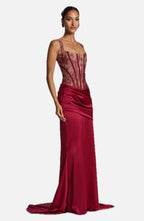 Burgundy Lace Corset Top – Elegant Statement Bustier | Meave & Ivy