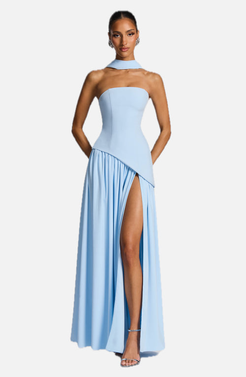 Baby Blue Chiffon Maxi Dress – Elegant Summer Evening Gown | Meave & Ivy