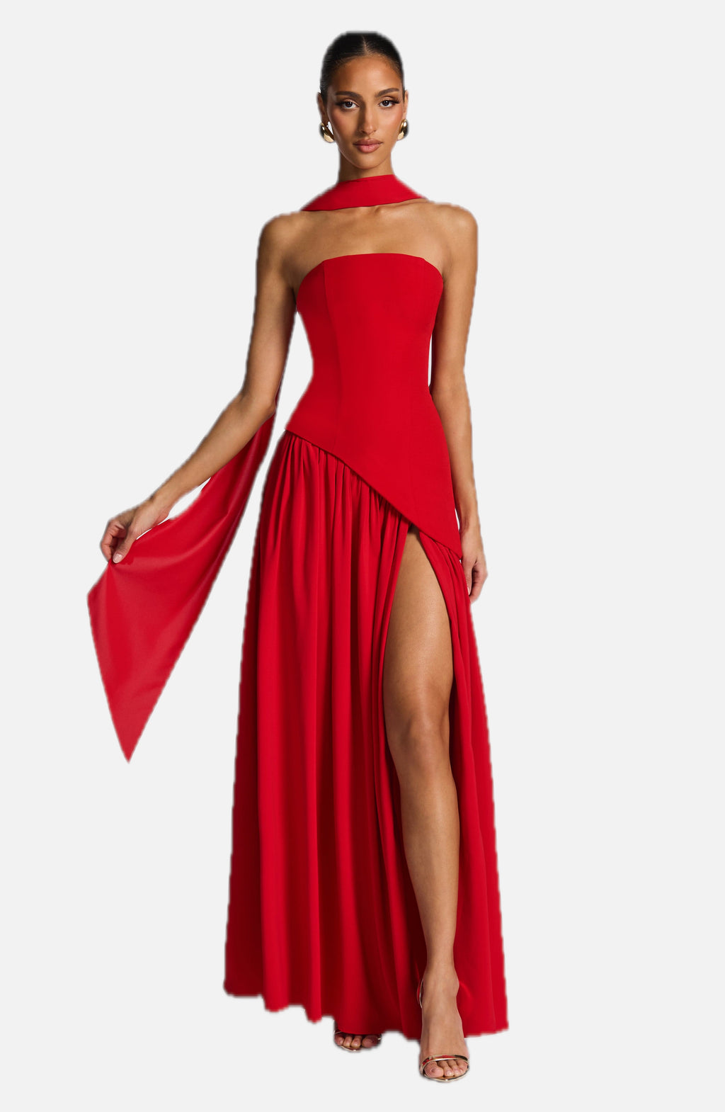 Red Chiffon Maxi Dress – Bold Statement Evening Gown | Meave & Ivy