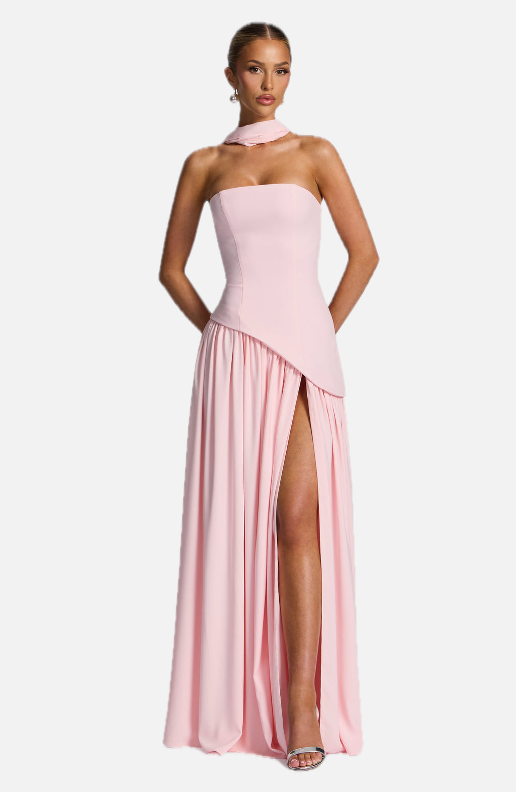 Blush Chiffon Maxi Dress – Elegant Occasion Evening Gown | Meave & Ivy