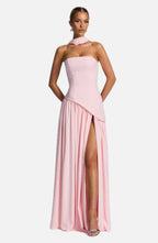 Blush Chiffon Maxi Dress – Elegant Occasion Evening Gown | Meave & Ivy