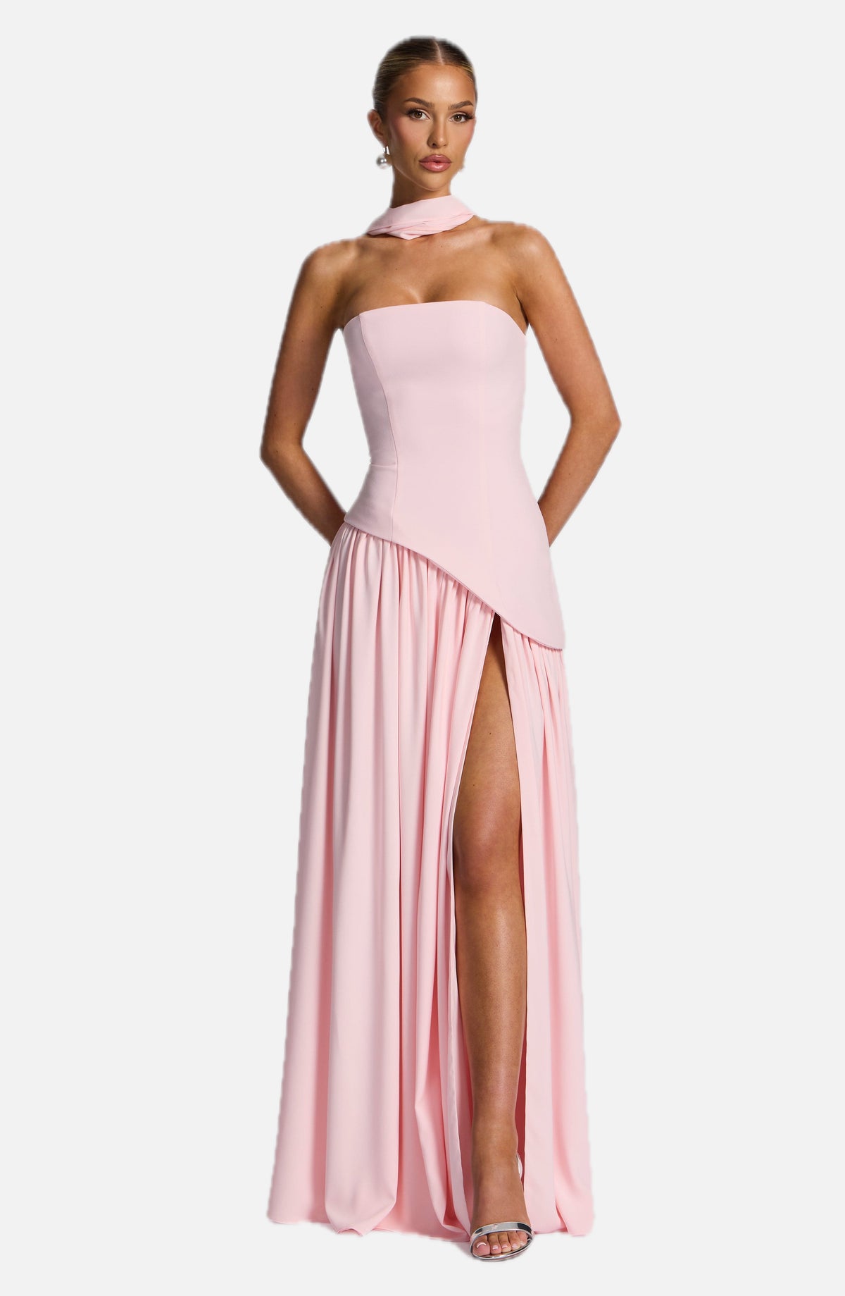 Blush Chiffon Maxi Dress – Elegant Occasion Evening Gown | Meave & Ivy