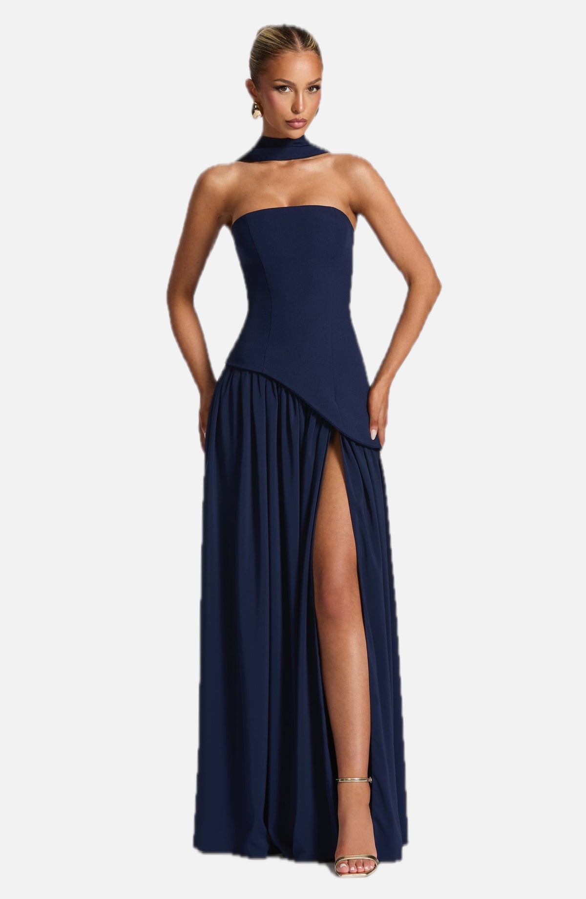 Navy Blue Chiffon Maxi Dress – Elegant Evening Gown | Meave & Ivy