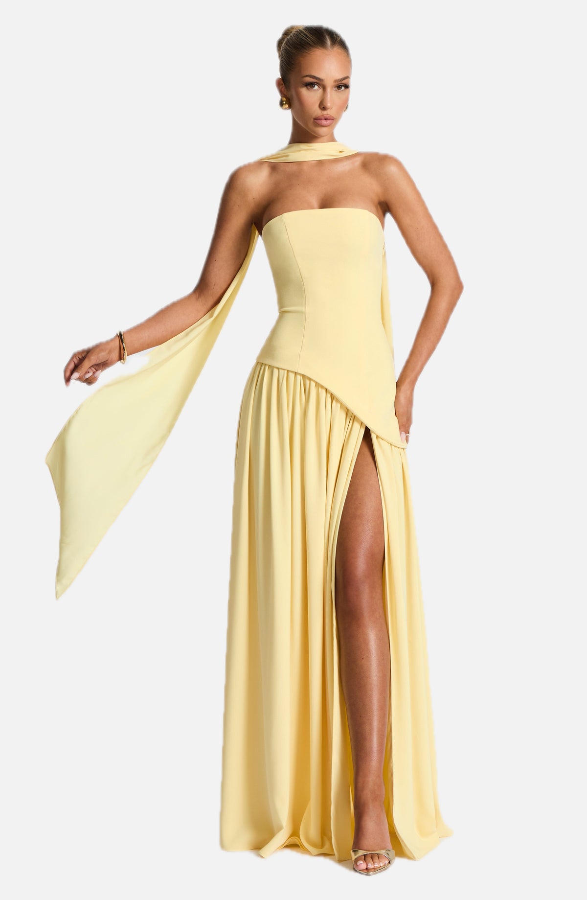 Lemon Yellow Chiffon Maxi Dress – Elegant Summer Evening Gown | Meave & Ivy
