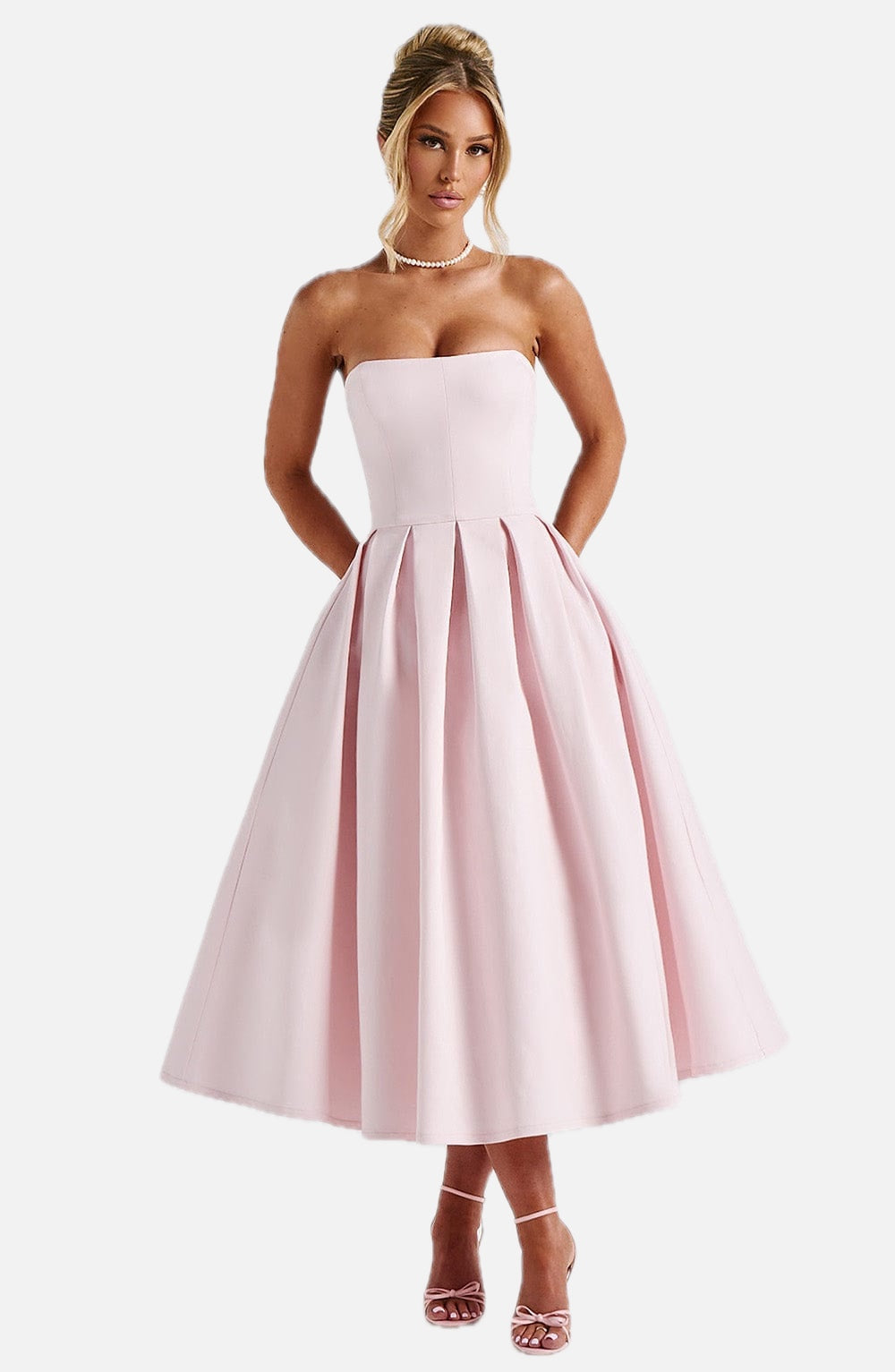 Blush Floral Midi Dress – Elegant Summer Occasion Dress | Meave & Ivy