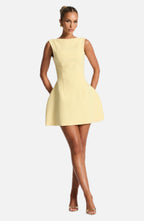 Lemon Yellow Tailored Mini Dress – Elegant Structured Occasion Dress | Meave & Ivy