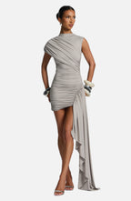 Grey Slinky Mini Dress – Sleek Bodycon Party Dress | Meave & Ivy