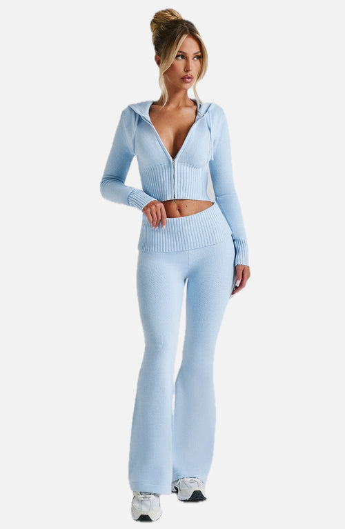 Azure Blue Knit Co-Ord Set – Luxury Lounge Two-Piece | Meave & Ivy