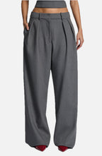 Grey Marl High-Waist Wide-Leg Tailored Trousers | Meave & Ivy