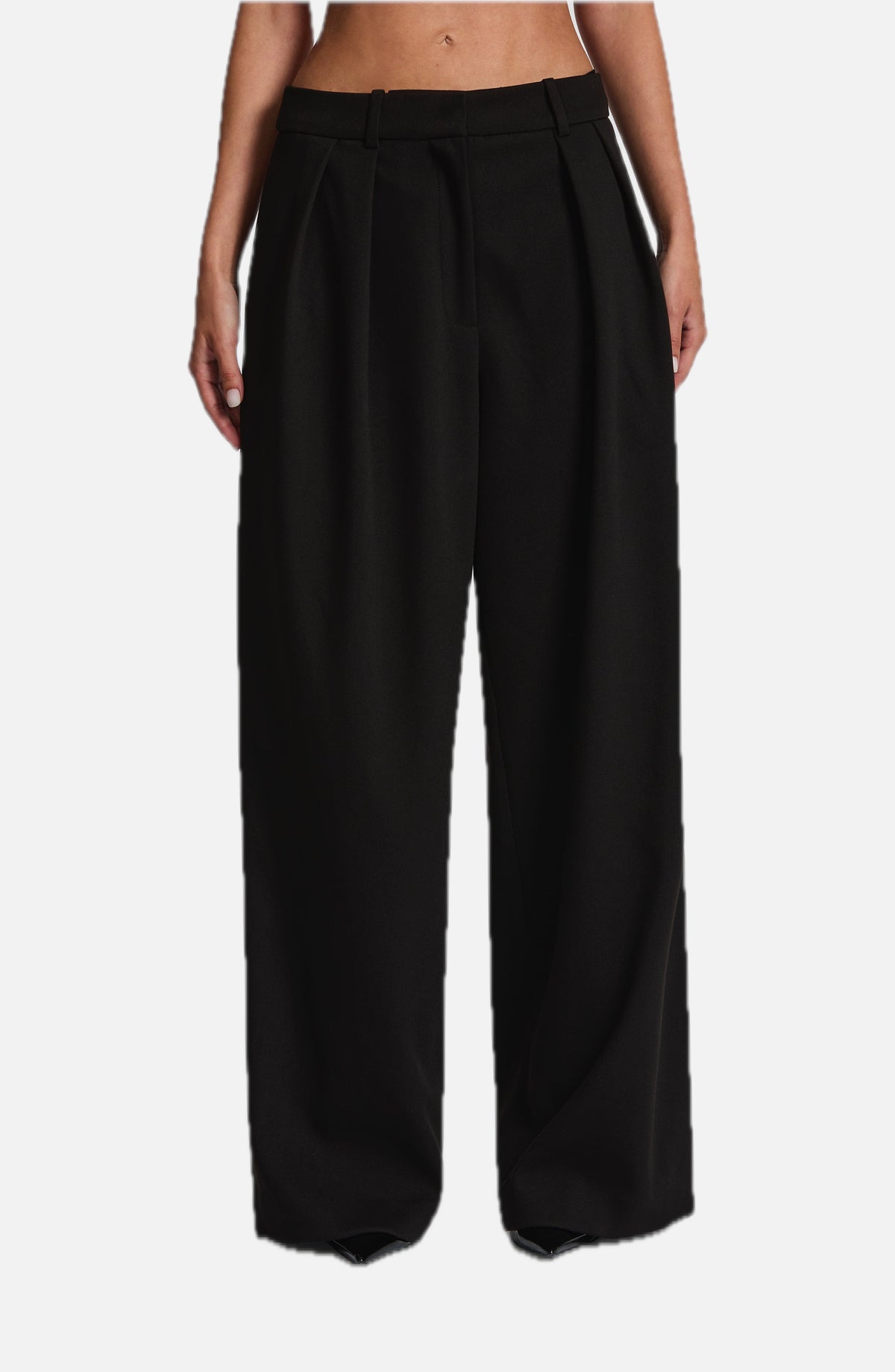 Black High-Waist Wide-Leg Tailored Trousers – Women's Suit Pants | Meave & Ivy