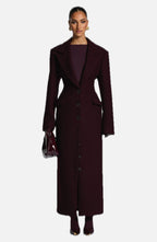 Plum Wool-Blend Overcoat – Elegant Long Coat | Meave & Ivy