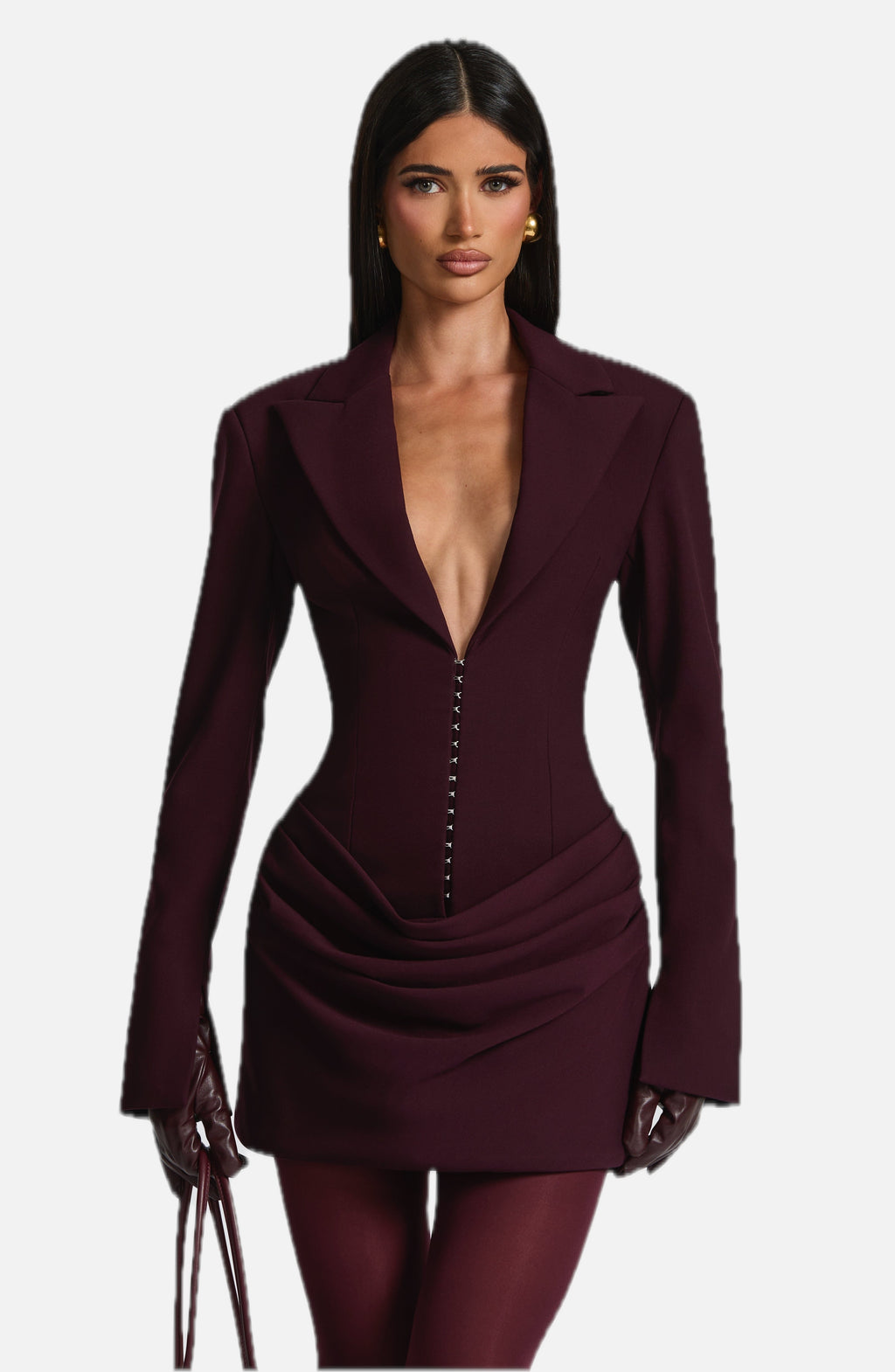 Plum Ruched Satin Mini Dress – Elegant Evening Dress | Meave & Ivy