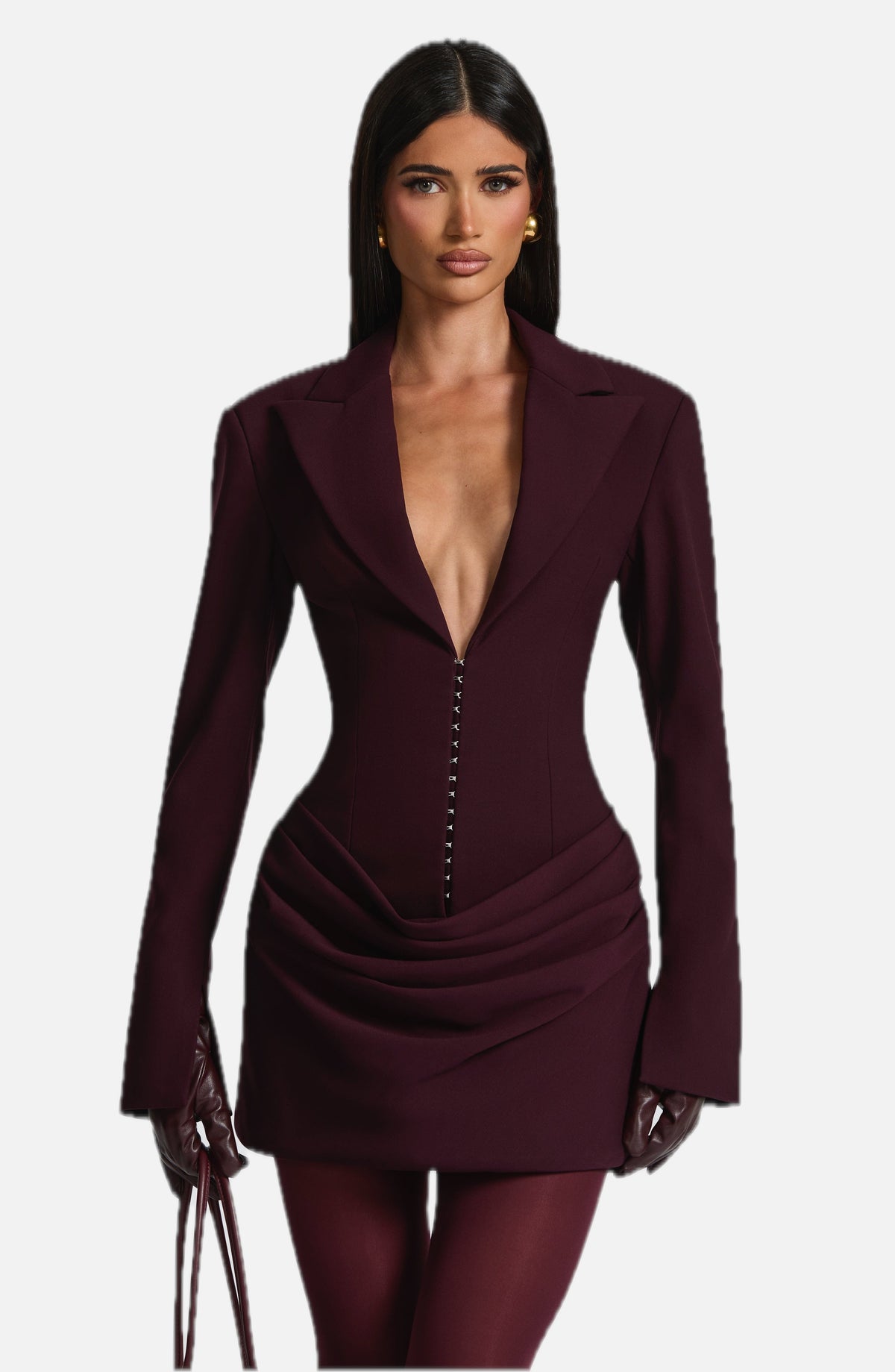 Plum Ruched Satin Mini Dress – Elegant Evening Dress | Meave & Ivy