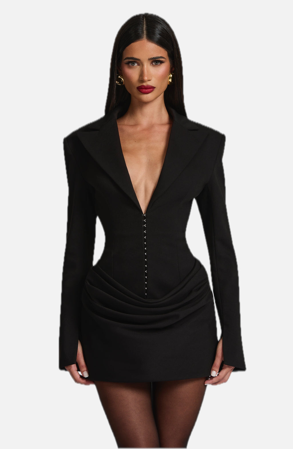 Black Ruched Satin Mini Dress – Elegant Evening Dress | Meave & Ivy