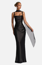 Black Off-Shoulder Maxi Dress – Sculpted Evening Gown | Meave & Ivy