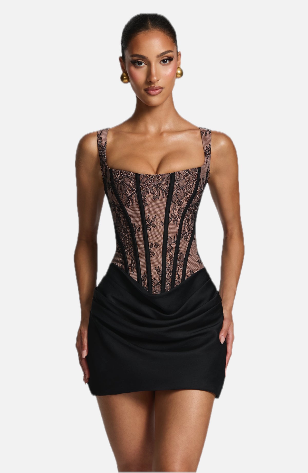Black Lace Corset Mini Dress – Elegant Statement Dress | Meave & Ivy