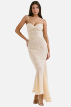 Tiered Ruffle Maxi Dress – Romantic Apricot Evening Gown | Meave & Ivy