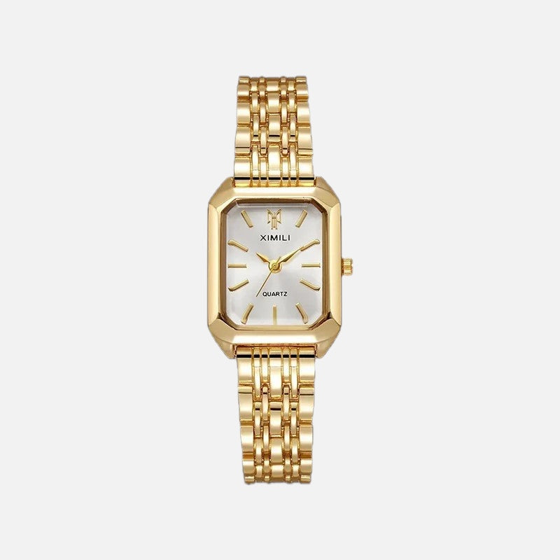 Women's Gold Square Face Watch – Petite Vintage Style Quartz Watch