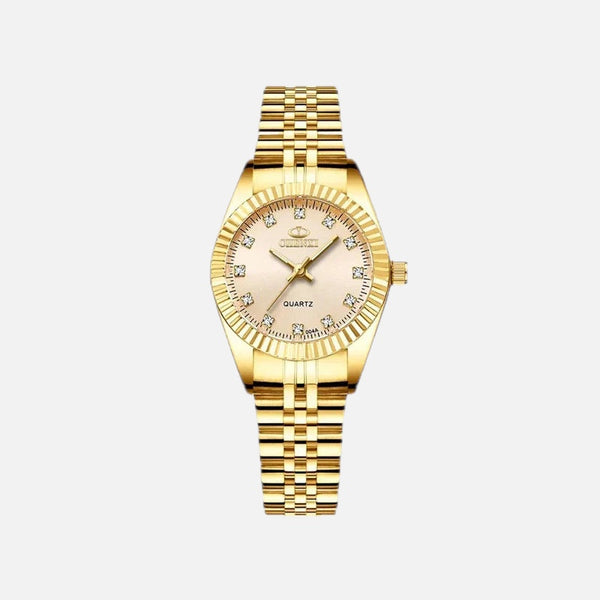 Women's Mini Gold Watch with Zirconia Dial – Petite Steel Strap Watch