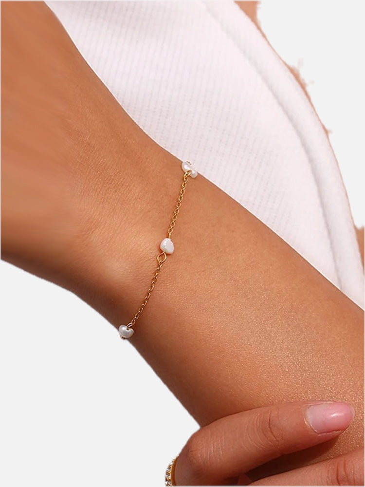 Gold Freshwater Pearl Bracelet – Dainty Real Pearl Bracelet