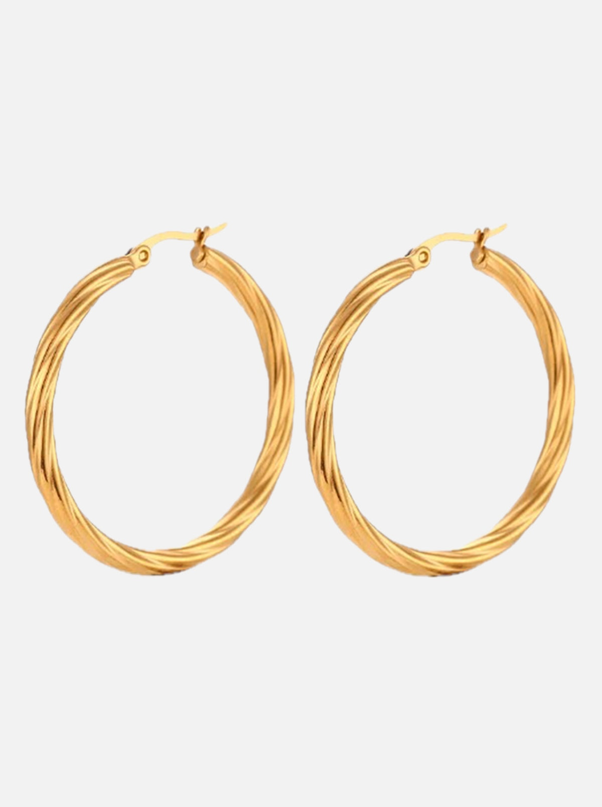 Gold Twisted Hoop Earrings – Large 40 mm Statement Hoops