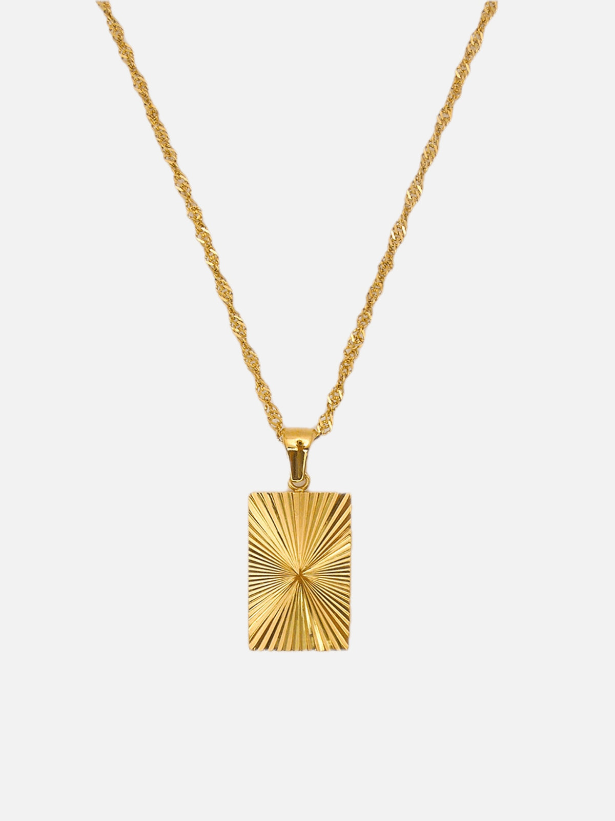 Gold Rectangle Charm Necklace – Minimalist Pendant Necklace
