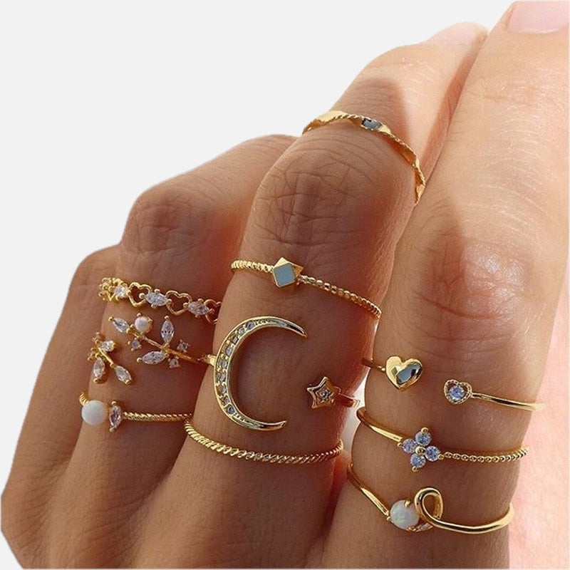 Boho Ring Set – 10 Pack of Silver & Gold Plated Stacking Rings