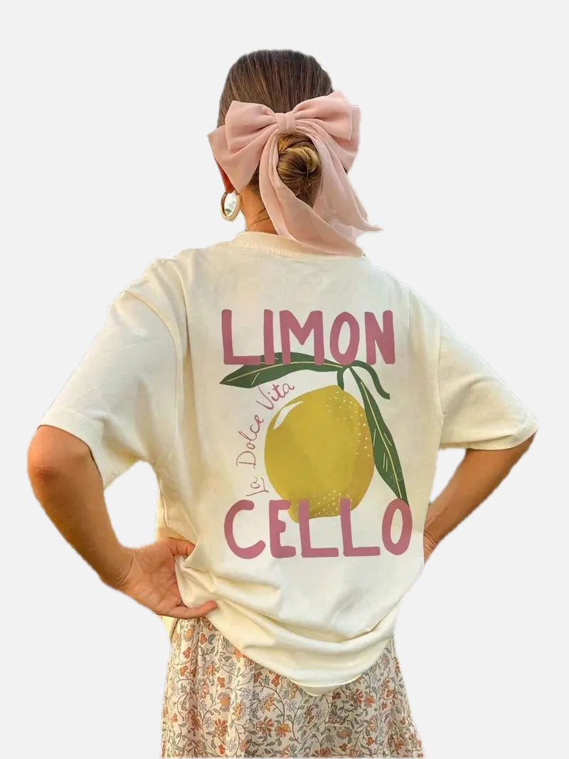 Lemon Print T-Shirt with Back Print – Women's Summer Tee with Italian Flair