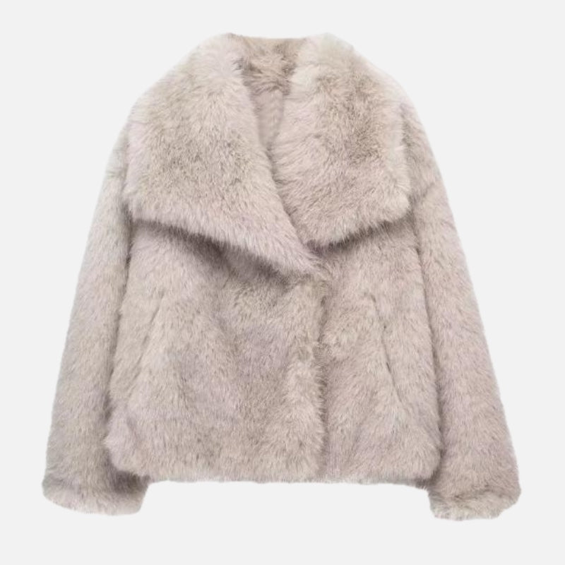 Faux Fur Winter Coat with Wide Collar – Soft Luxury Coat