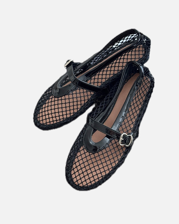 Mesh Mary Jane Flats with Strap – Breathable Ballet Flats