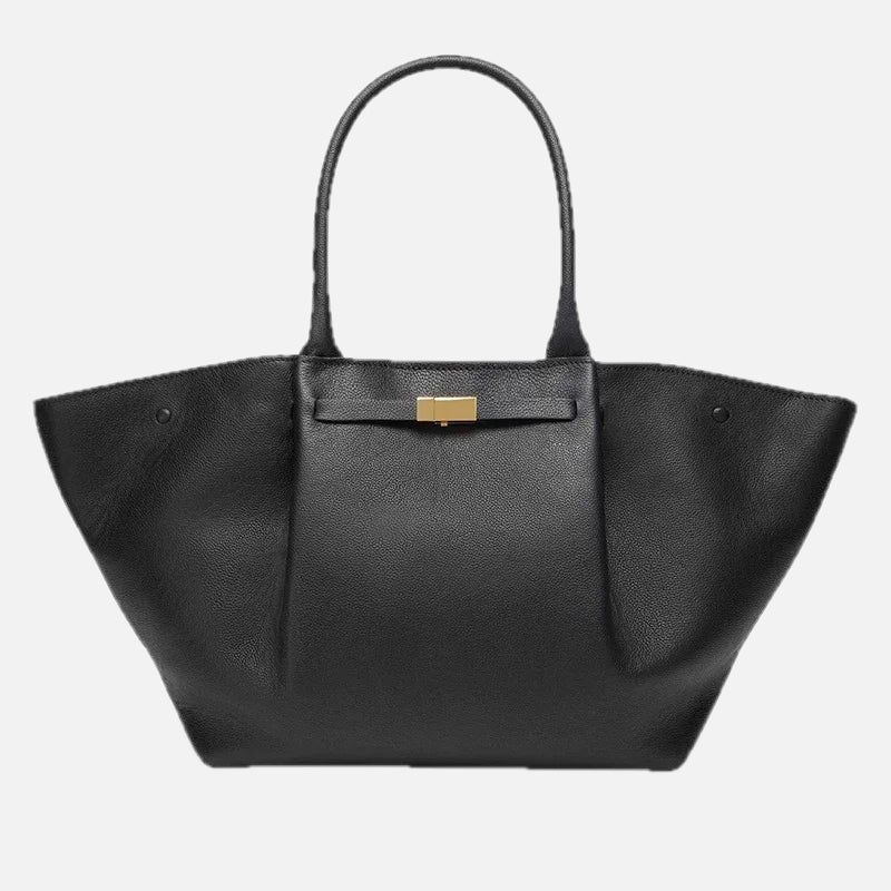 Luxury Tote Bag with Gold Clasp – Timeless Structured Handbag